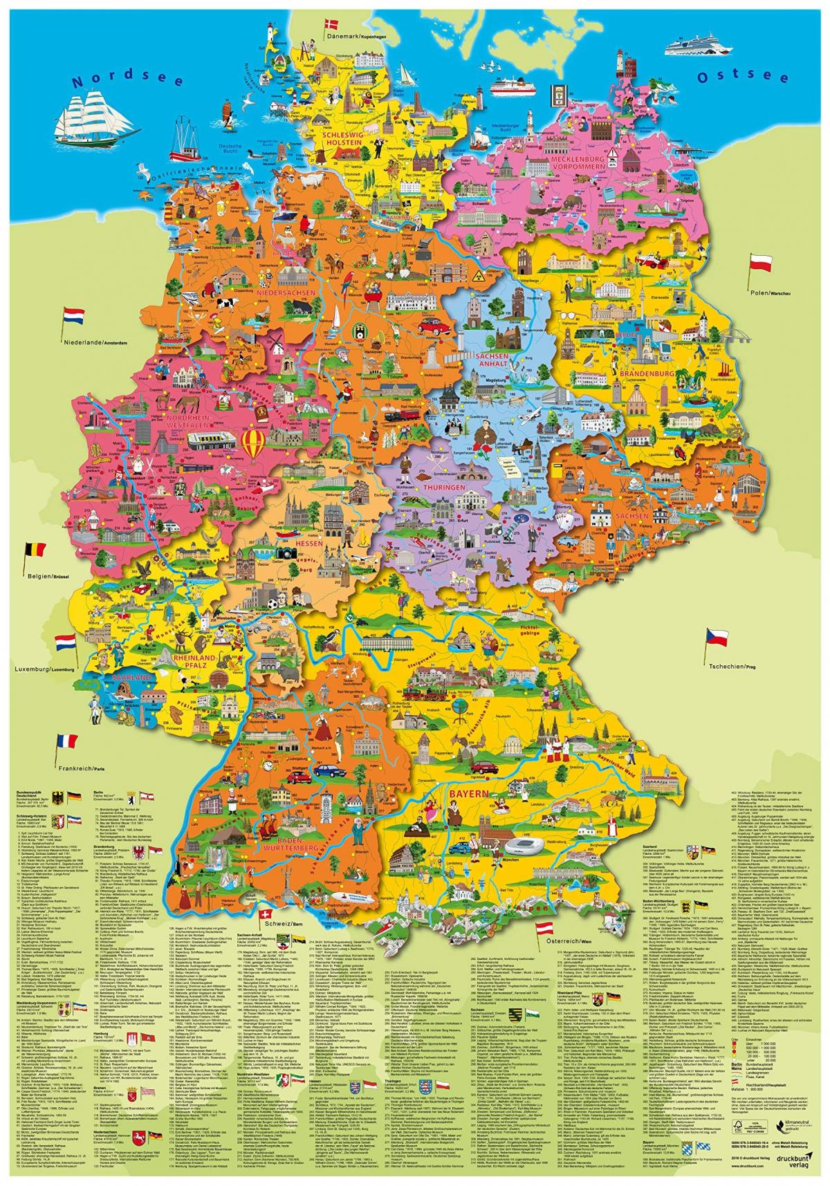 الخريطة السياحية من ألمانيا مع المدن