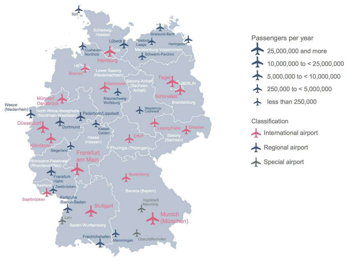 خريطة ألمانيا عرض المطارات